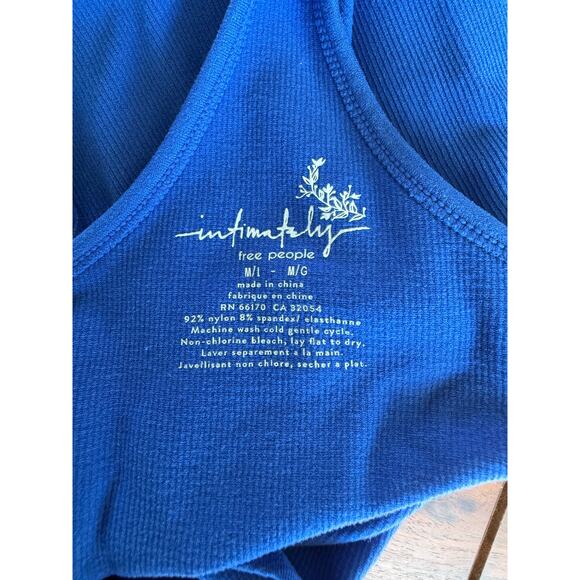 Free People Hayley Racerback Ribbed Brami Crop Top in Blue Size M/L - Picture 4 of 5